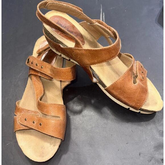 Josef Seibel Brown Leather Designer Tonga Gorpcore Natural Minimalist Sandals 39 - Picture 1 of 15